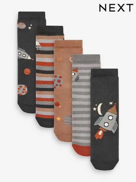 Space, Mehrfarbiger Druck - Cosy Terry Cotton Rich Socks 5 Pack (934437) | 7 € - 9 €