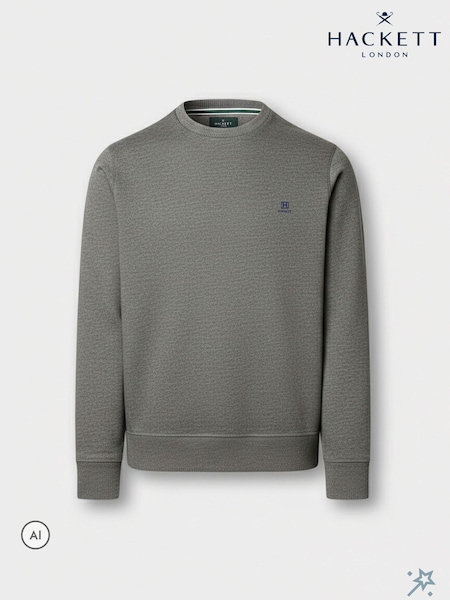 رمادي - Regular Hackett Branded Cotton Crew Neck Sweat Top