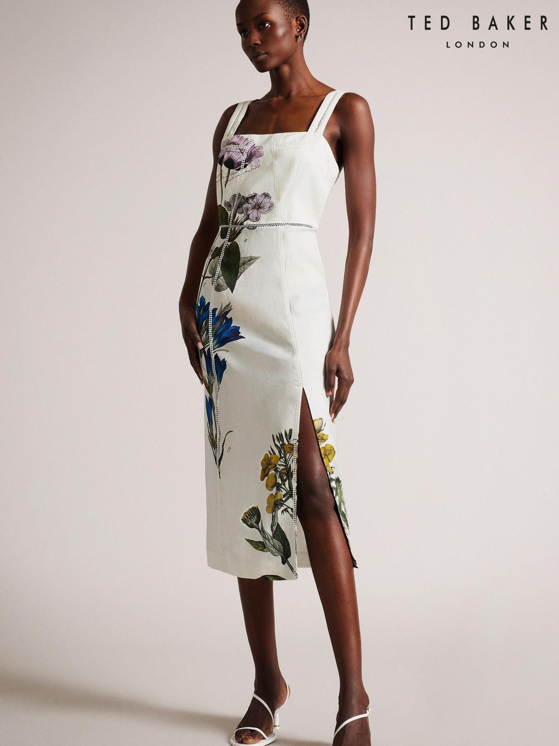 Ted baker white dress with flowers on sale