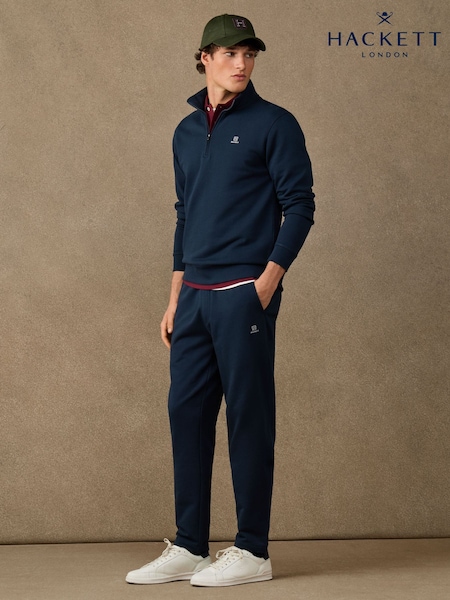 Blue - Regular Hackett Branded Cotton Sweat Joggers