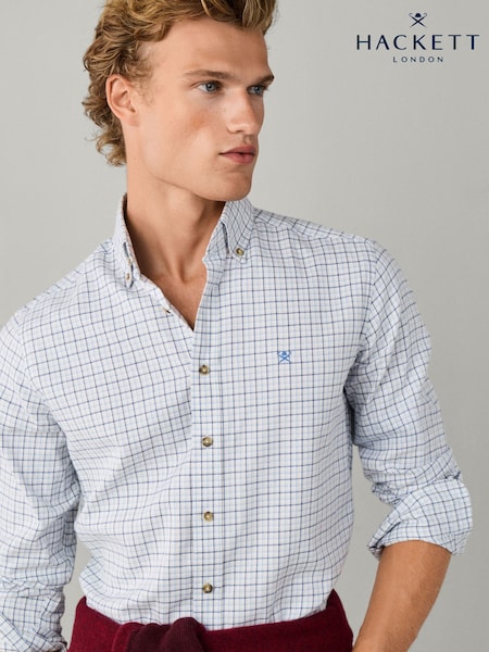 Blue - Regular Hackett Tailored Fit Checked Flannel Shirt