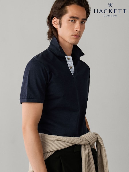 Plavo - Regular Hackett Classic Fit Short Sleeve Mercerised Polo Shirt
