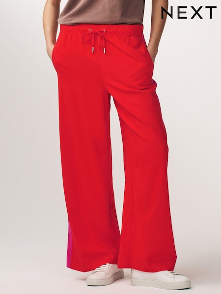 Red/Pink Linen Blend Side Stripe Track Trousers (935125) | €8
