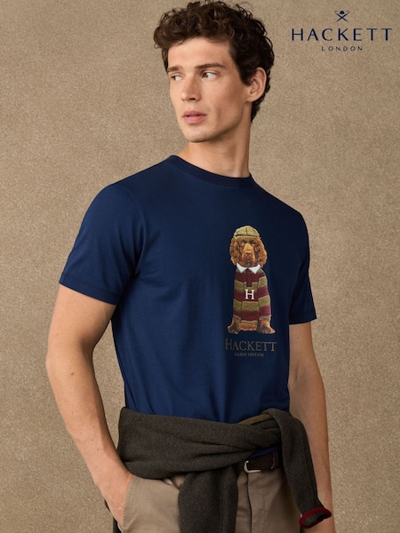 Blue - Regular Hackett Classic Fit Harry Graphic T-shirt