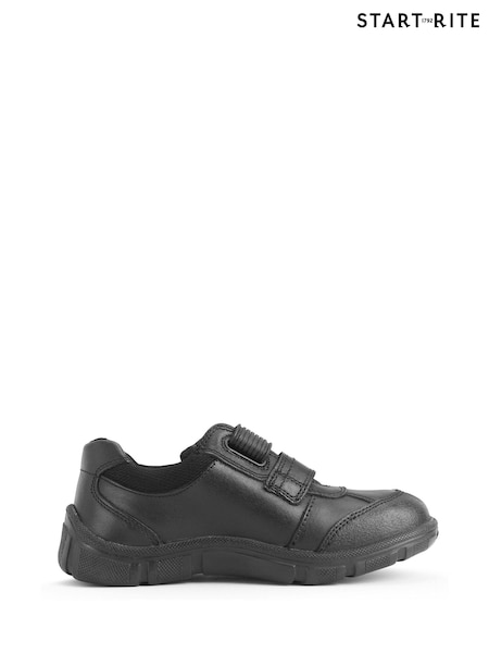 Start-Rite Luke Rip Tape Black Leather School Shoes F & G Fit (935250) | ₪226