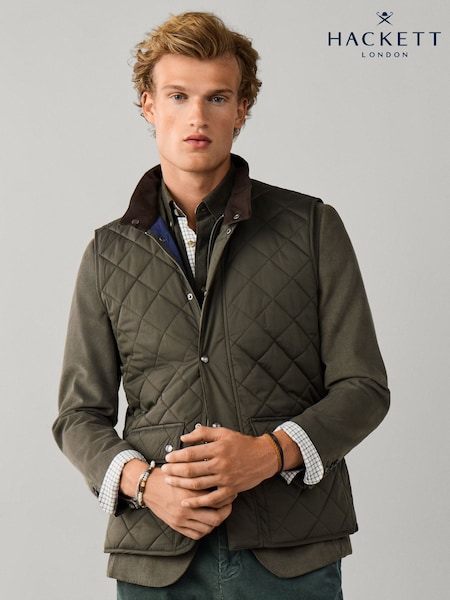 Green - Regular Hackett Kinloch Diamond Quilted Gilet