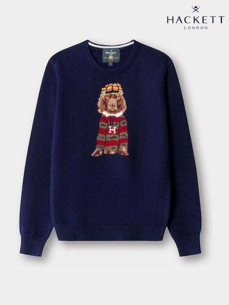 Blue - Hackett Cotton-wool Harry Crew Neck Jumper