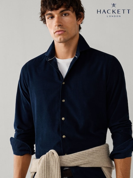 Azul - Regular Hackett Tailored Fit Smart Babycord Shirt