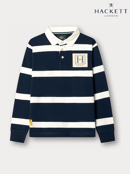 Blue - Hackett Classic Fit Striped Rugby Shirt