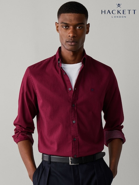 Rød - Regular Hackett Tailored Fit Garment Dyed Oxford Shirt