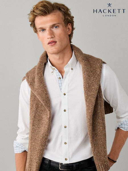 White - Regular Hackett Tailored Fit Multi Trim Flannel Shirt