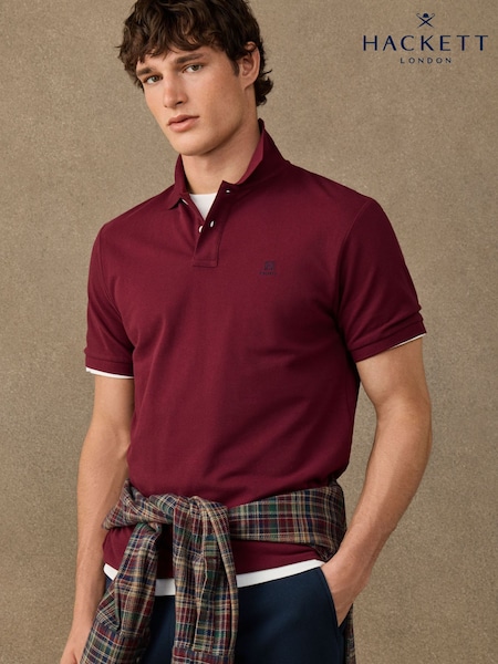 Կարմիր - Regular Hackett Classic Fit Short Sleeve Branded Polo Shirt
