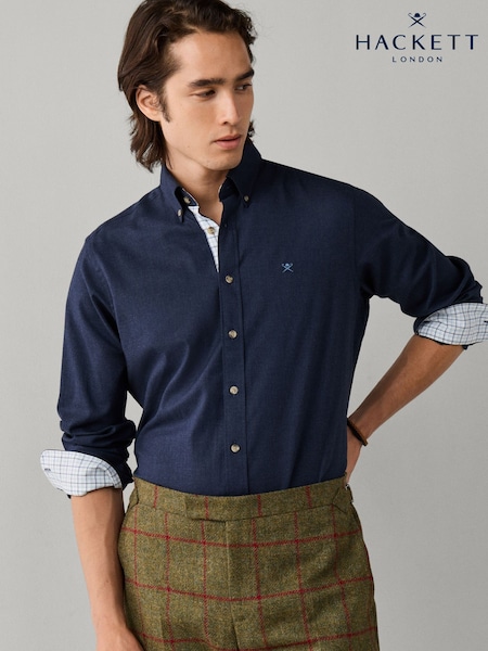Plavo - Regular Hackett Tailored Fit Multi Trim Flannel Shirt