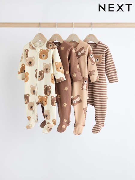 Bärenmotiv/Hautfarben - Baby Zipped Sleepsuits 4 Pack (0mths-2yrs) (935776) | 38 € - 41 €