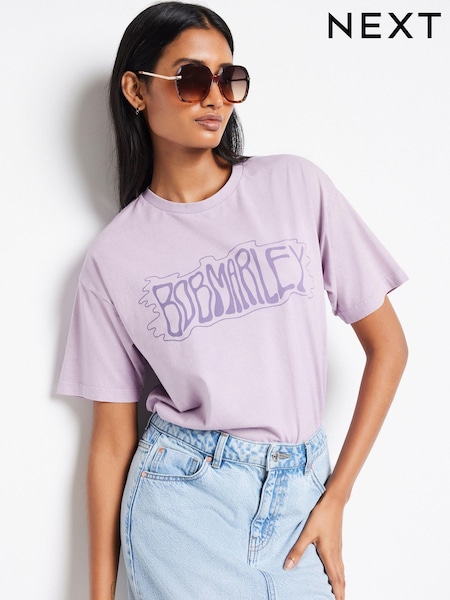 Lilac Purple Bob Marley License Graphic Band T-Shirt (935803) | €12