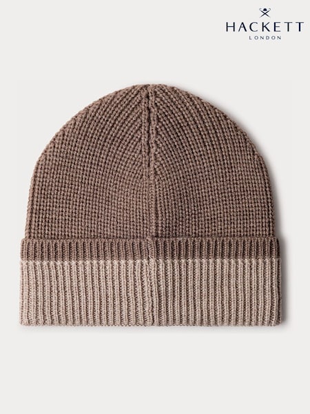 Brown - Regular Hackett Merino Wool Beanie Hat