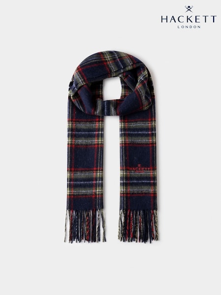 Verde - Regular Hackett Wool-cashmere Branded Plaid Scarf