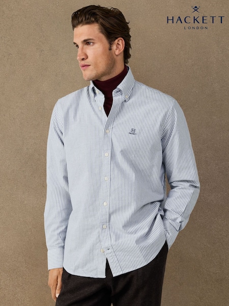 Lys Blå - Regular Hackett Classic Fit Striped Oxford Shirt