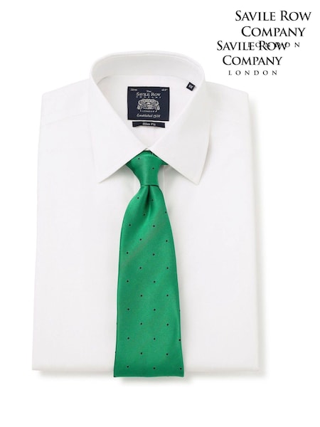 Savile Row Company Slim Fit Poplin Non Iron Double Cuff 100% Cotton White Shirt (9373D6) | AED174