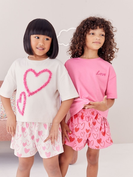 Pink/White Confetti Heart Short Pyjamas 2 Pack (3-16yrs) (937431) | AED67 - AED88