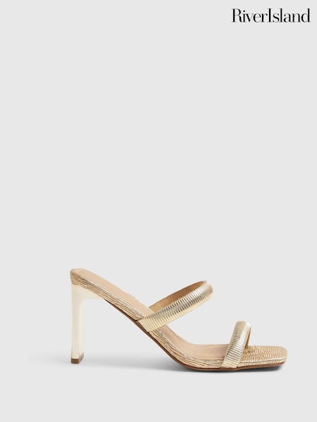 Gold - River Island Double Band Heeled Sandals
