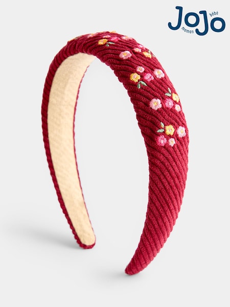 Rot/Blumenmuster - Jojo Maman Bébé Embroidered Headband