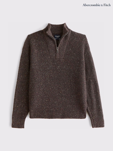 Brown - Regular Abercrombie & Fitch Causal 1/4 Zip Jumper