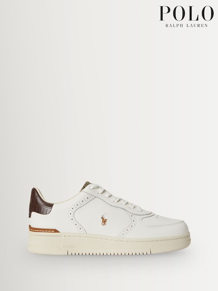 White - Regular Polo Ralph Lauren Masters Court Brogue Trim Trainers