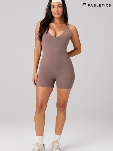 Brown - Fabletics Pureluxe Tlc Short Jumpsuit 4