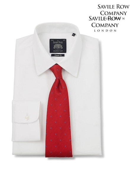 Savile Row Company Classic Fit Twill No Iron Single Cuff 100% Cotton White Shirt (9385Q3) | 148 QAR