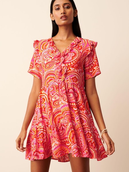 Розовая в цветочек - Ruffle Detail Mini Smock Dress (938930) | €18