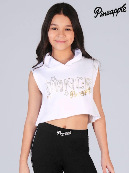 Pineapple White Sleeveless Girls Dance Crop Hoodie (939422) | € 9