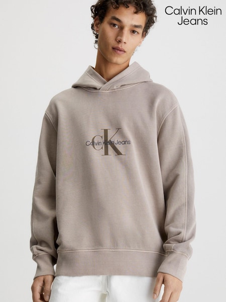 Calvin Klein Jeans Monologo Mineral Dye Brown Hoodie (939871) | €77