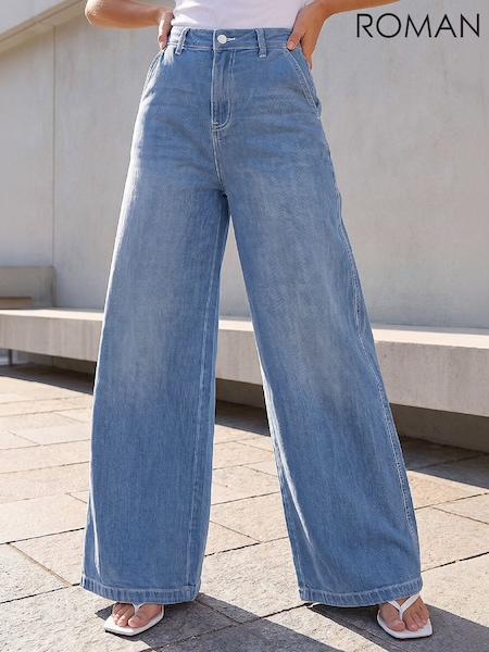 নীল - Roman Palazzo Denim Jeans