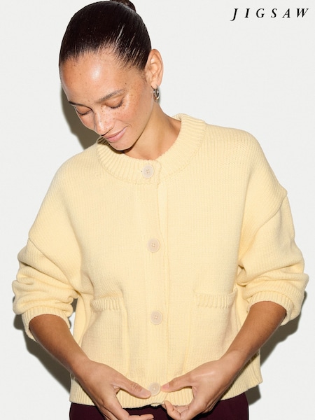 Yellow - Jigsaw Chunky Cotton Cardigan