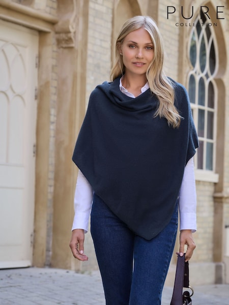 Bleu marine - Poncho Gassato en cachemire Pure Collection