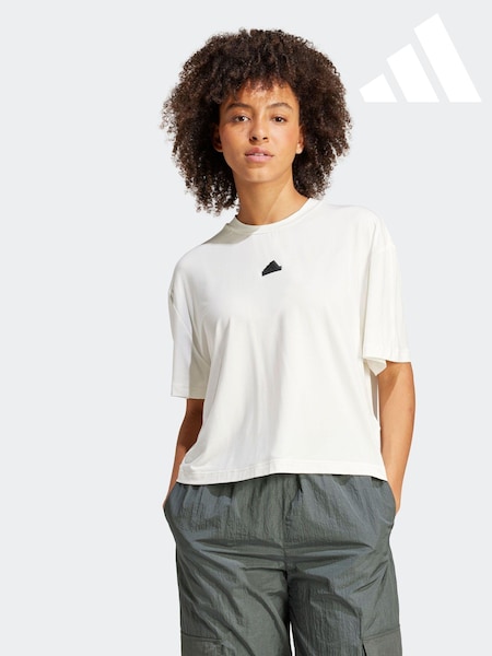 adidas White Sportswear City Escape Loose Crop T-Shirt (941248) | €21