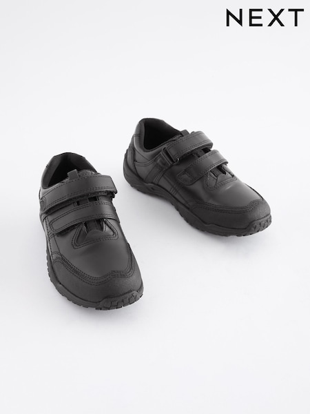Black Wide Fit (G) School Leather Double Strap Shoes (941704) | 170 zł - 220 zł