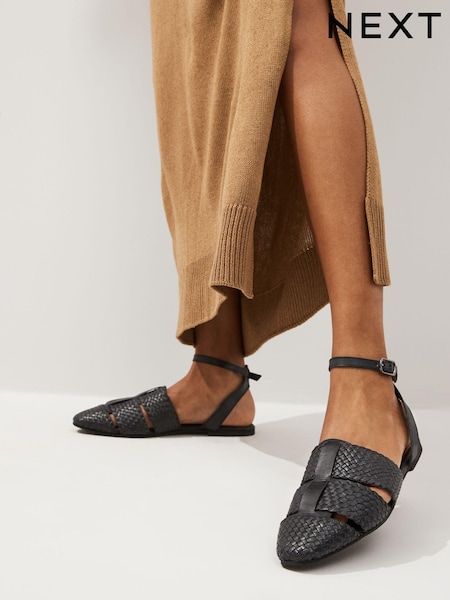 Schwarz - Forever Comfort® Leather Weave Huaraches Shoes (941911) | 6 €