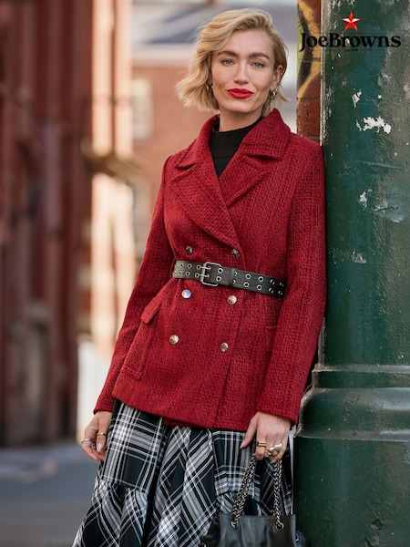 Red - Joe Browns Mabel Belted Tweed Coat