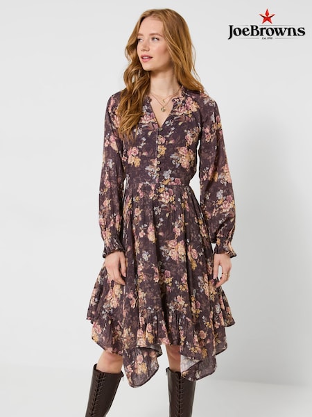 Brun - Joe Brown -s Antique Florals Dippy Hem Midi Dress