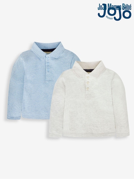JoJo Maman Bébé Blue & Natural 2-Pack Polo Shirts (942083) | €39