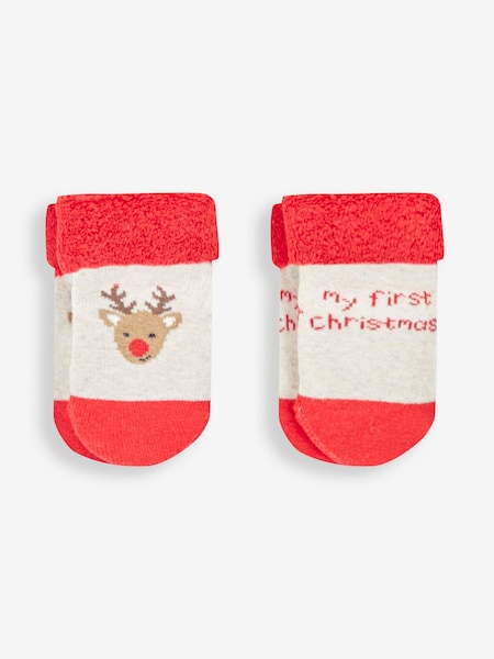 JoJo Maman Bébé Red My First Christmas 2-Pack Baby Socks (942113) | 330 UAH