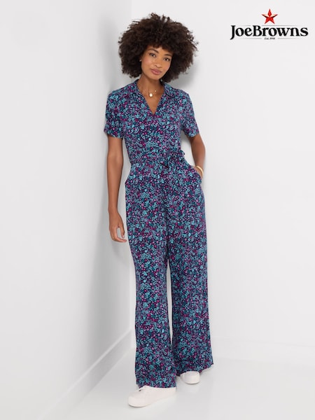 Blue - Joe Browns Molly Short Sleeve Zip Front Jumpsuit