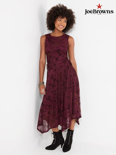 Қызыл - Joe Browns Дитаның Flocked Dippy Hem Maxi көйлегі