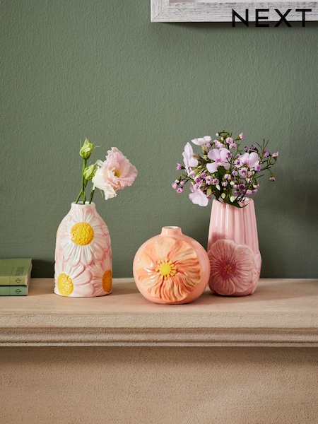 Set of 3 Pink Ceramic Flower Bud Vases (942422) | $29