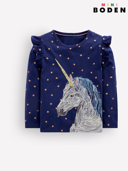 Blue - Boden Long Sleeve Superstitch T-shirt