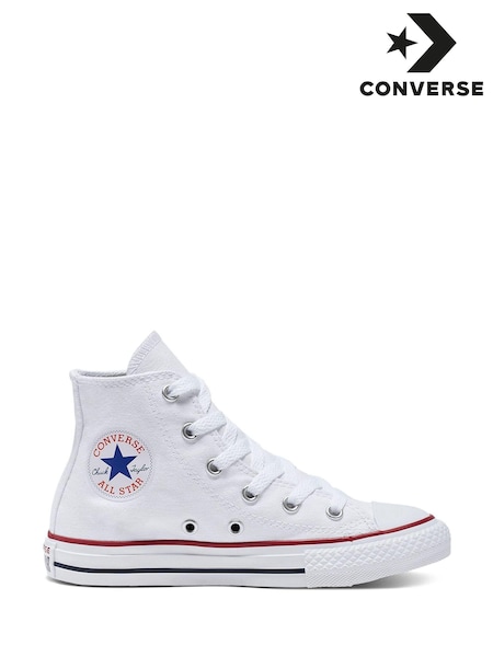 לבן - Converse Chuck Taylor High Top Junior Trainers (942500) | ‏201‏₪