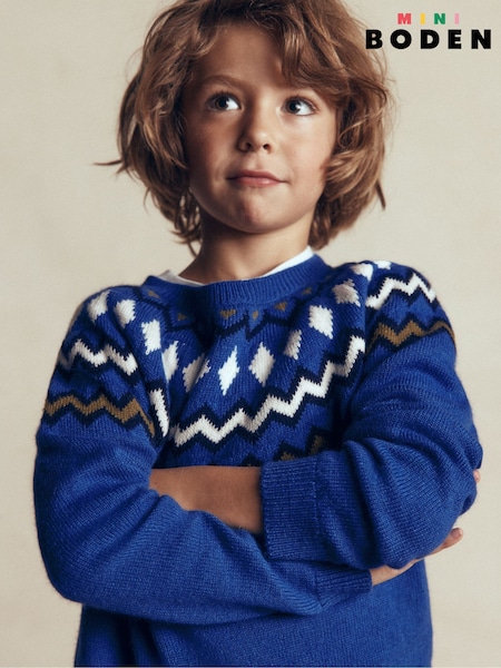 navy Blue - Boden Fair Isle Jumper
