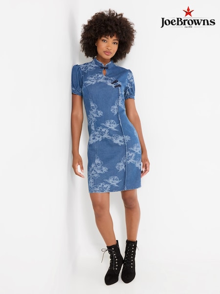 Sininen - Joe Browns Jessie Denim Jacquard -minimekko